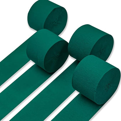 PartyWoo Crepe Paper Streamers 4 Rolls 328ft, Pack of Bluish Green Party Streamers, Crepe Paper for Birthday & Wedding Decorations (1.8 in x 82 Ft/Roll)