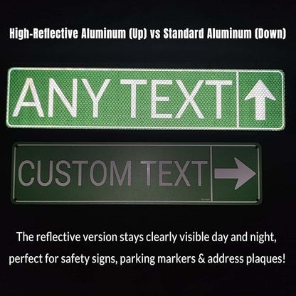 Custom Street Reflective Sign, Personalized Metal Road Sign, Single/Double Sided, 8x24 Inch, Outdoor Fade-Resistant .040 Aluminum