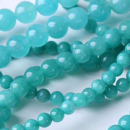 Blue Jade Stone Beads Gemstone Round Crystal Energy Jade Beads Stone Beads for Jewelry Making DIY Bracelet Necklace Jewelry Making 1 Strand 15.5inch 45PCS 8MM