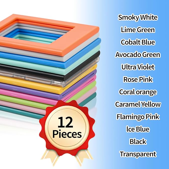 12 Packs Magnetic Picture Frame, Mini Picture Magnets 2x3 Picture Frame for Refrigerator,Wallet Size Magnetic Photo Frames,Magnetic Photo Frames for Refrigerator,School,Office(12 Colors)