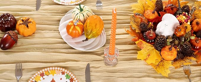 Champagne Gold Cheesecloth Table Runner Fall Table Runner Boho Gauze 120 Inches Champagne Cheese Cloth Fall Table Decorations for Thanksgiving Wedding Bridal Baby Shower Parties