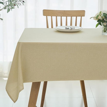 maxmill Square Linen Textured Tablecloth Waterproof Spillproof Wrinkle Free Soft Slubby Textured Table Cloth for Dinner and Party Washable Wipeable Fabric Table Cover Decoration, 60 x 60 Inch, Beige