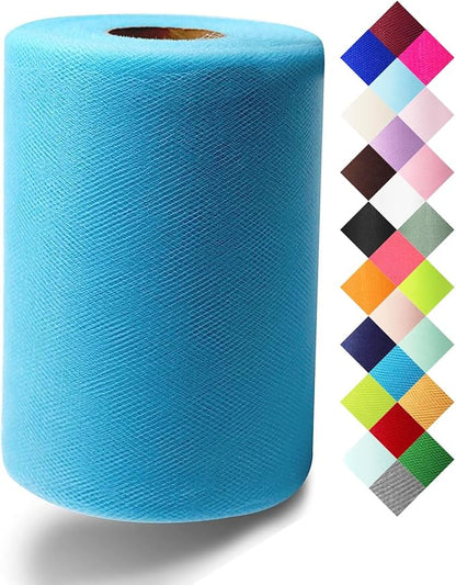 Turquoise Tulle Fabric Roll 6 Inch X 300 FT (100 Yards) Matte Tulle Ribbon Netting Mesh Spool for DIY Tutu Skirt Wedding Bow Gift Wrapping Baby Shower Christmas Party Halloween Decorations