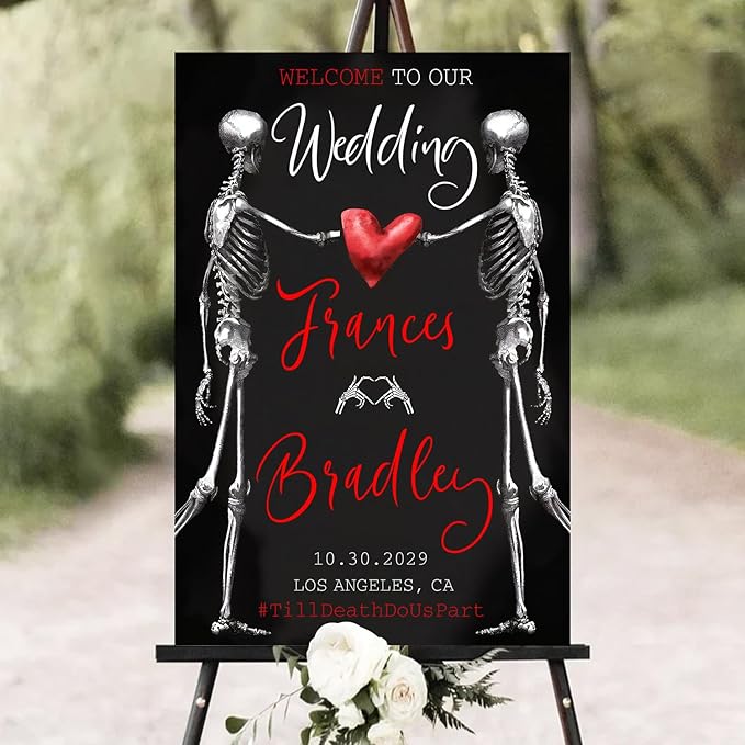 Welcome To Our Wedding Sign, Gothic Wedding Welcome Sign, Dark Romantic Goth Wedding Sign, Wedding Sign Halloween Wedding, Black Wedding Gothic Welcome Sign, Halloween Wedding Welcome Sign