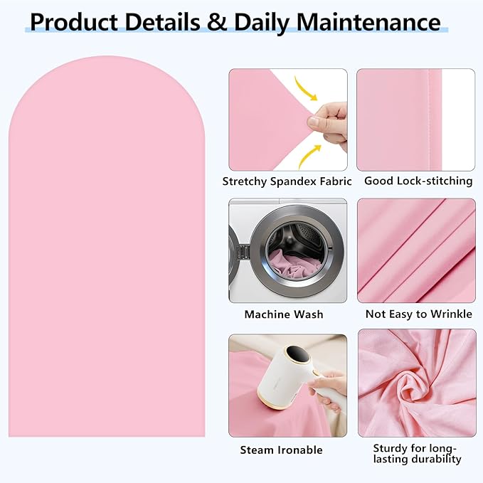 HEMMOTOP Pink Arch Backdrop Cover 7.2 ft (No Arch Stand), Spandex Arch Covers Stretchy Backdrop for Balloon, Birthday Party, Baby Shower, Banquet Arch Decoratio