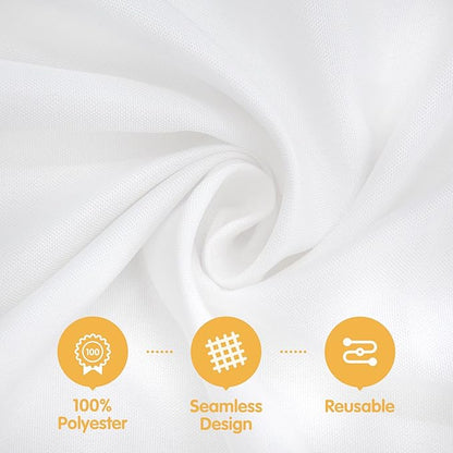 BRILLMAX 4 Pack White Round Tablecloths 120 Inch - Circle Bulk Linen Polyester Fabric Washable Table Cloth Cover for Wedding Reception Banquet Birthday Party Buffet Restaurant