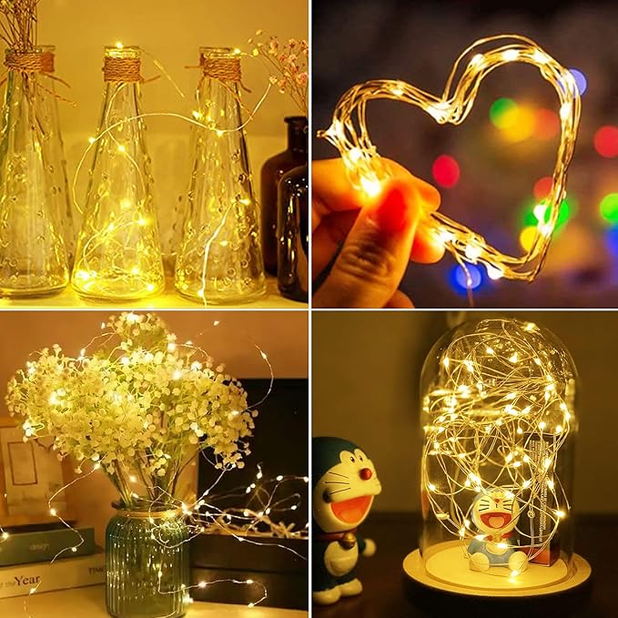 btfarm 3 Pack Fairy Lights Battery Operated 3 Modes, 7ft 20 Led Mini Twinkle Lights, Waterproof Firefly String Lights Bulk Small Silver Wire for Christmas Mason Jars Crafts Wedding Table Centerpiece