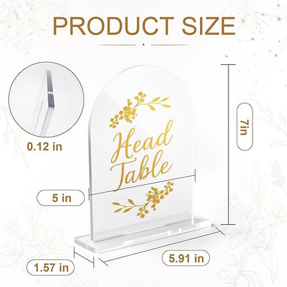 Wedding Table Numbers 1-10 Clear Acrylic Seating Number Signs for Weddings Reception Anniversary Party Decor Seat Number for Tables with Elegant Gold Lettering