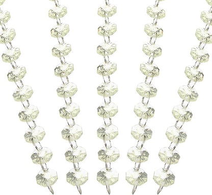 PATIKIL 14 mm Crystal Garland Strands, 98.4 Ft Acrylic Octagon Chandelier Bead Chains String for DIY Craft Wedding Party Home Decorative Jewelry Making, Champagne