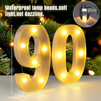 90th Birthday Decorations for Women Men,Happy 90 Birthday Decorations for Centerpieces Table,90 Light Up Numbers Sign Led for Party Backdrop Wall Decor for Wedding Anniversary Home