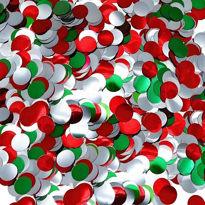 Red White and Green Round Foil Metallic Confetti for Fill Balloons, Wedding, Birthday, Christmas Party, Festival Decoration(8000PCS)