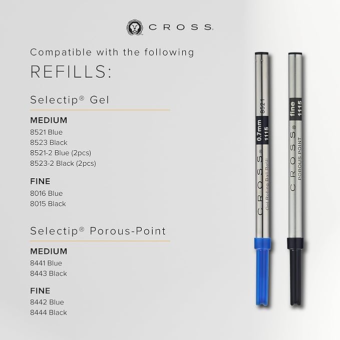 Cross Bailey Refillable Rollerball Pen Presented in a Premium Gift Box - Medium Point, Black Ink, Blue