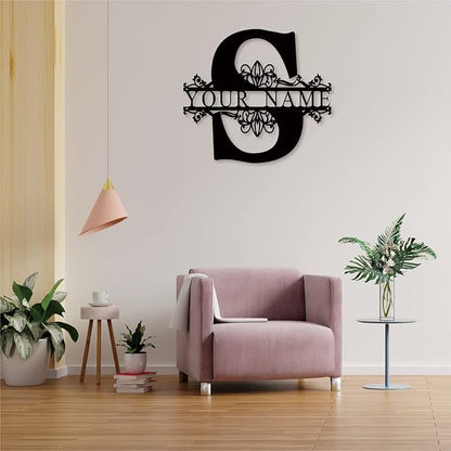 Personalized Metal Name Sign - Outdoor Name Sign - Last Name Signs - Custom Metal Monogram Sign - Metal Signs - Family Name Sign - Split Letter Metal Sign - Name Wall Decor - Monogram Gifts