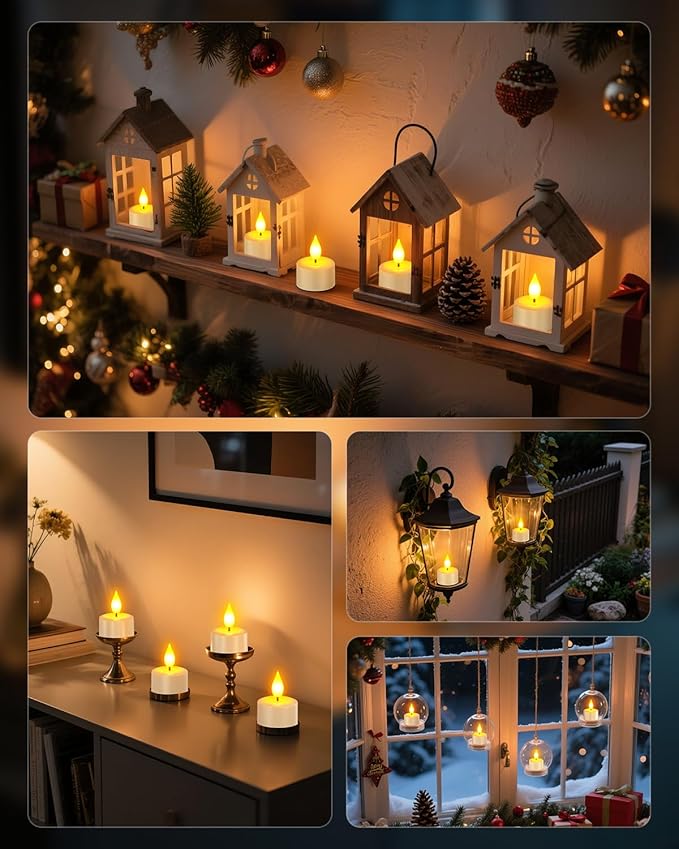 SoulBay Flameless Candles with Remote Control Timer & Charging Base, 12pcs USB Rechargeable Battery LED Tea Lights Candles Small Votive for Lantern Pool Mantle Weddings Emergency Christmas Decorative