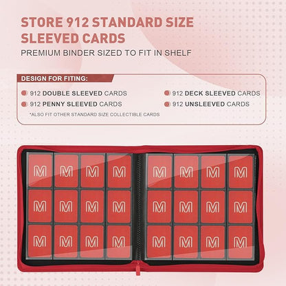Premium Card Binder 12 Pocket for 720 Pockets Trading Card Binder, PU Zipper Card Collection Album, Sturdy Side-Loading Card Book Holder for MTG, TCG, Game Cards, Sports Cards