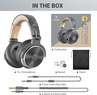 OneOdio Wired Over Ear Headphones Studio Monitor & Mixing DJ Stereo Headsets with 50mm Neodymium Drivers and 1/4 to 3.5mm Jack for AMP Computer Recording Podcast Keyboard Guitar Laptop - Grey