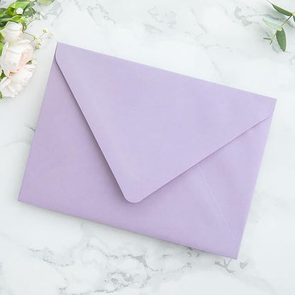 PONATIA 50PCS A7 Euro Flap Envelopes, 5.25 x 7.25'' Lilac Flowers Liner Envelopes for 5x7 Weddings Invitations, Photos, Postcards, Greeting Cards, Christmas Gift Cards, Acrylic Mailing
