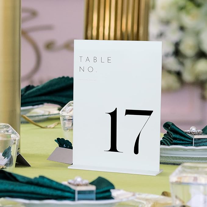 JINMURY White Wedding Table Numbers 1-20 with Stands, 5"x7" White Acrylic Table Numbers, Perfect for Wedding Reception, Party, Anniversary, Event