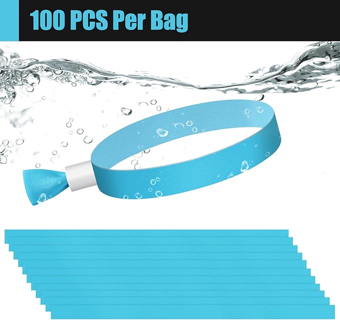 100 Pcs Cloth Event Wristbands, Event Wristbands, Colored Wrist Bands for Events, for Lightweight Concert Wrist Strap for Activities, Party Bracelets for Events ( Color : Water Blue )