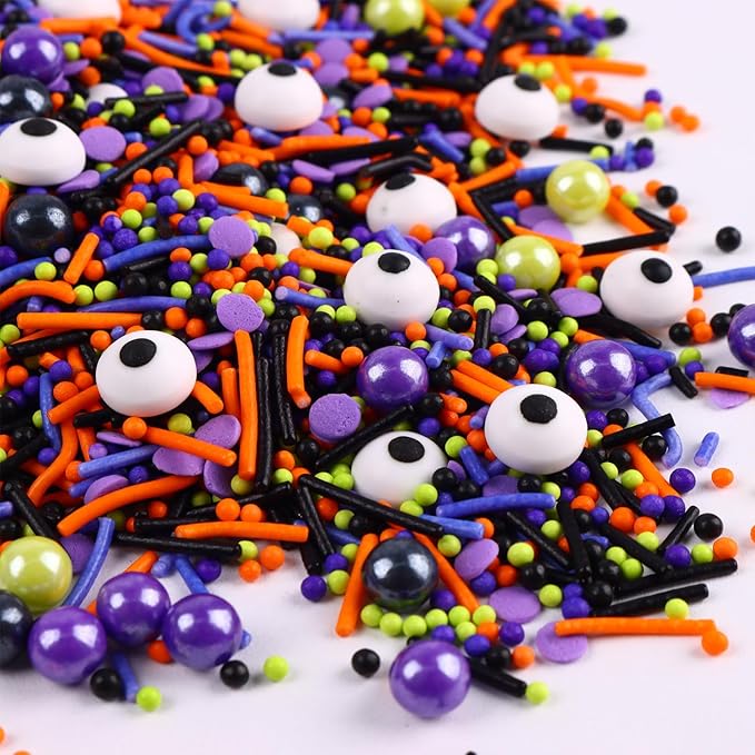 Halloween Sprinkles for Cake Decorating 7ounce, Eyeball Sprinkles for Halloween Party, Sugar Pearl Sprinkles for Cupcake Toppers, Cookie, Ice Cream Decorations Celebrations