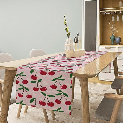 Cherry Table Runner,Spring Summer Fruit Table Runner for Kitchen Dining Table Home Party Decoration 13x120 Inch