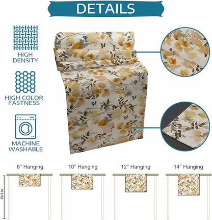 Vintage Orange Flower Cotton Linen Table Runner for Dining Kitchen, Wedding Outdoor Party Tablerunners Decoration, Farmhouse Botanical Floral Retro Dresser Scarf Coffee Tablecloth Runners 13x60 Inches