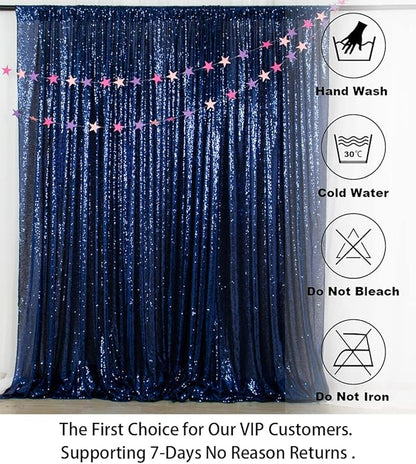 ShinyBeauty Sequin Backdrop 7FTx7FT Navy Blue Sequin Fabric Drapes Sparkle Backdrop for Photoshoot & Birthday Party