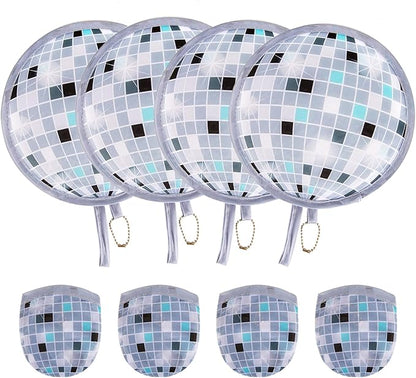 4pcs Disco Round Foldable Hand Fan Japanese Foldable Fan Style Handheld Compact Cooling Fans,Round Folding Fan for Outdoor Games,Xmas Decoration,Festival,Party Favors,Travel,Events