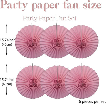 Pink Party Decorations,Pink Paper Decorations for Party,Baby Shower Decorations Party Paper Fans Bulk 16in,Schoolgirl Style Classroom Decor for Party 30 Color DIY Set （Pink）