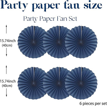 Blue Party Decorations,Blueberry Party Decorations Decorations Party Paper Fans Bulk 16in,Graduation Decoration Classroom Decor, Western Themed Party Decorations 30 Color DIY Set （Deep Blue）