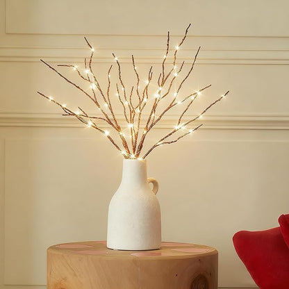 BAOLITVINE Lighted Willow Branches with Timer 70 Fairy Lights 18IN, Brown Twig Branch Lights for Indoor Outdoor Home Fireplace Christmas Decorations
