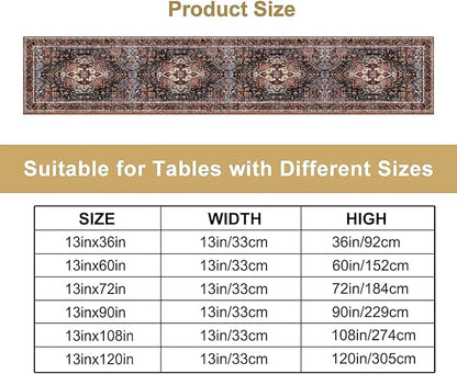 Vintage Boho Floral Table Runner, Rustic Country Farmhouse Black Bohemia Flower Pattern for Home Kitchen Table Decor Dining Coffee Room Party Decor 13x72in