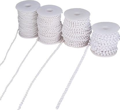 4mm Crafts Faux Pearl Beads Garland Pearl Bead Roll Strand of Pearls to Decorate Floral Centerpieces Wedding Party Favor Christmas Tree(131 Feet White)