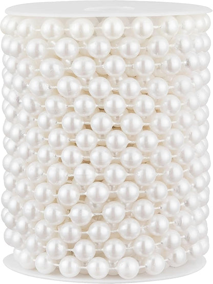 33 Feet Faux Pearl Beads Garland 10mm Craft String Pearls for Wedding Centerpiece Christmas Tree and Flowers Decoration DIY(White)