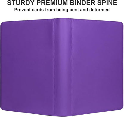 GEAoffice Premium 1000+ Card Binder - Sturdy PU Cover 16 Pocket Trading Card Collection Holder Folders Album for YuGiOh, MTG, TCG, Games&Sports, Purple