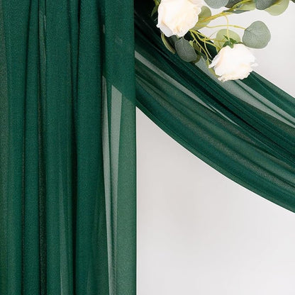 MLMC Emerald Green Wedding Arch Draping Fabric 1 Panel 29" x 20 FT Extra Long Gauze Drapes Sheer Backdrop Curtains 6.6 Yards Outdoor Drapery Panels for Wedding Ceremony Party Ceiling Decoration