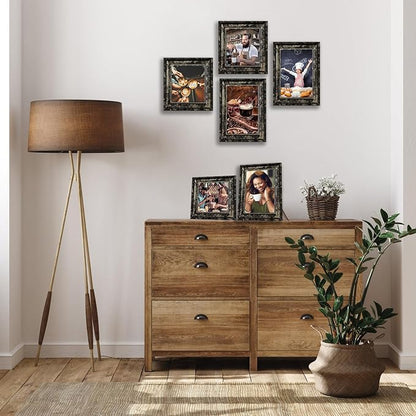 TKGYU 4x6 Picture Frame with Real Glass, 4 Pack Ornate Vintage Picture Frames for Wall or Tabletop Display, 4 x 6 Photo Frame for Wall home best gift
