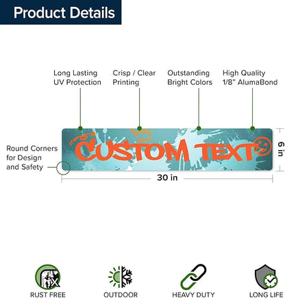 Custom Sign, Custom Street Sign, 11 Font Colors, 13 Font Styles, 4 Hole Options, 22 Sizes, 6x30 Inches, Rust Free DiBound, Fade Resistant, Made in USA by My Sign Center (Graffiti)