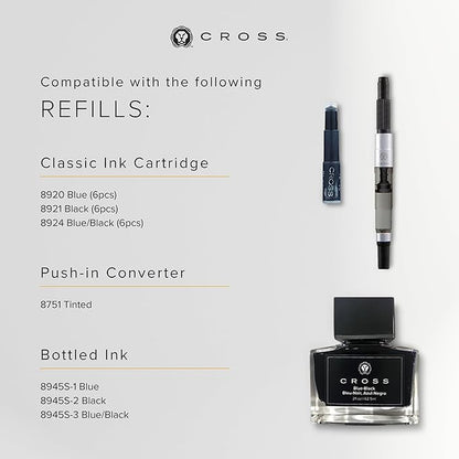 Cross Bailey Refillable Fountain Presented in a Premium Gift Box - Medium Point, Black Ink, Matte Red