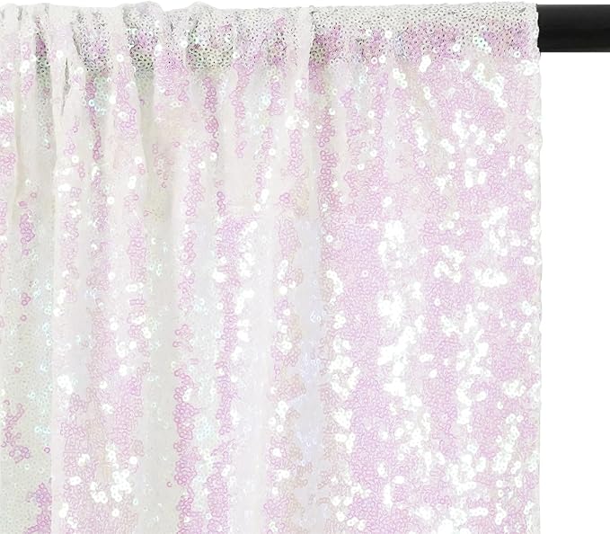 Eternal Beauty White Iridescent Sequin Backdrop, 5x7 Ft Glitter Background Curtains for Shimmer Photography Party Wedding Birthday Back Drop Decor