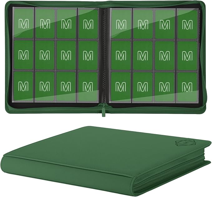 Premium Card Binder 12 Pocket for 720 Pockets Trading Card Binder, PU Zipper Card Collection Album, Sturdy Side-Loading Card Book Holder for MTG, TCG, Game Cards, Sports Cards
