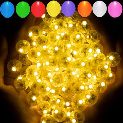 Aogist 50pcs Yellow Balloon Lights,Long Standby Time Waterproof Mini Light,Battery Powered,Round LED Ball Lamp for Latex Balloon Paper Lantern Party Wedding Festival Christmas Halloween Decorative