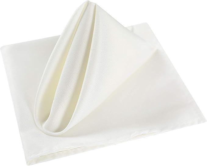 Cloth Napkins 17x17 inch Washable Polyester Dinner Napkins Soft Table Napkins for Wedding Party Dining Banquet(Ivory,12PCS)