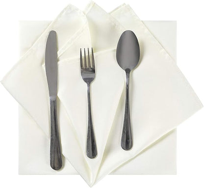 Cloth Napkins 17x17 inch Washable Polyester Dinner Napkins Soft Table Napkins for Wedding Party Dining Banquet(Ivory,12PCS)
