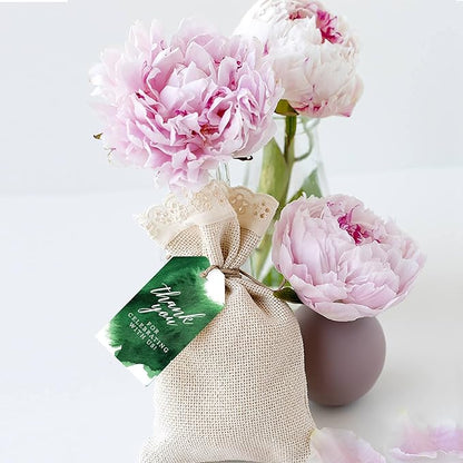 Andaz Press 100-Pack Thank You for Celebrating with Us Favor Tags Emerald Green Watercolor Cardstock Gift Tags with Bakers Twine for Wedding Baby Shower Bridal Shower Party Favors 2 x 3.75-Inches