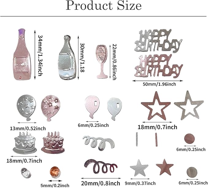 Pink Happy Birthday Confetti, Birthday Decorations Confetti Metallic Foil Table Scatter Decorations for Party Decor, Baby Shower Decor for Gilrs Women, DIY Arts and Crafting