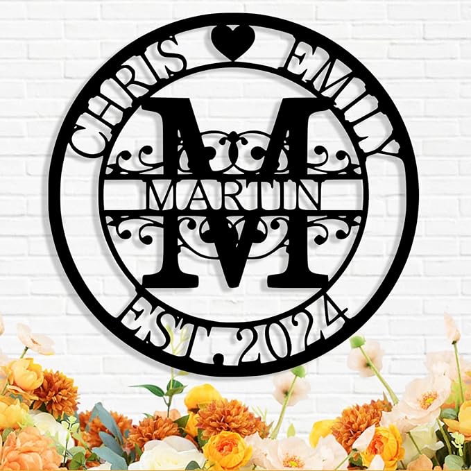 Custom Metal Name Sign, Personalized Family Last Name Signs for Home, Split Letter Monogram Wall Art Decor, Customized Metal Signs for Outdoor, Personalized Wedding Housewarming Gift