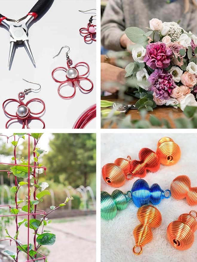 Mandala Crafts 22 Gauge Anodized Aluminum Craft Wire for Jewelry Making - 450 FT Colored Flexible Silver Copper Black Pink Ice Blue Red Wire - Bendable for Bonsai Armature Crafting Sculpting
