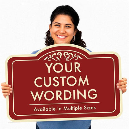 Custom Outdoor Decorative Metal Signs, Personalized Aluminum Sign, Driveway Sign - Waterproof, USA Made - Design 'Red Brick' 30x24 In