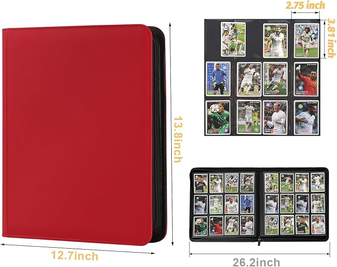 Trading Card Binder 12 Pocket, 720 Pockets Card Binders, Card Collection Binder, Card Album Folder for MTG, TCG, Sports Cards, Game Cards (Red)